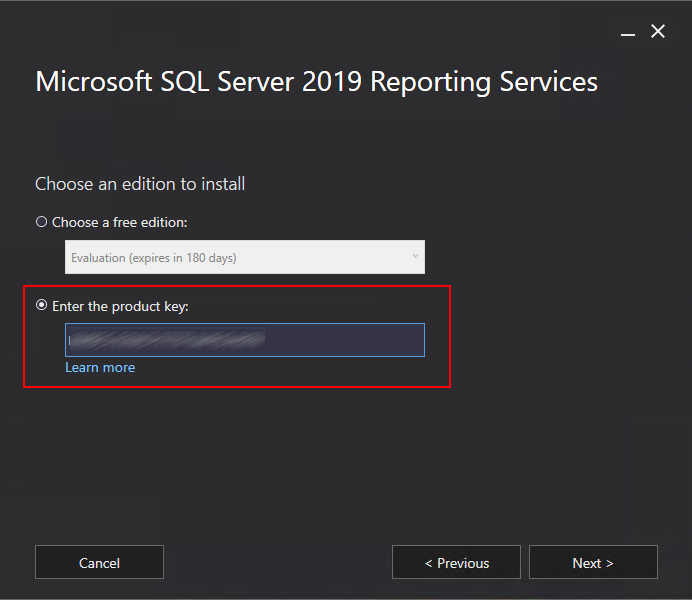 License key SQL Server Setup