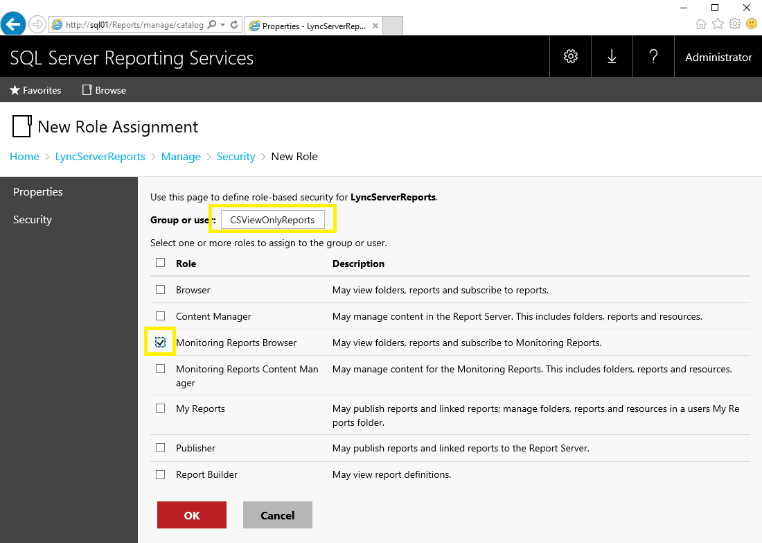 SQL Reports Security Rights