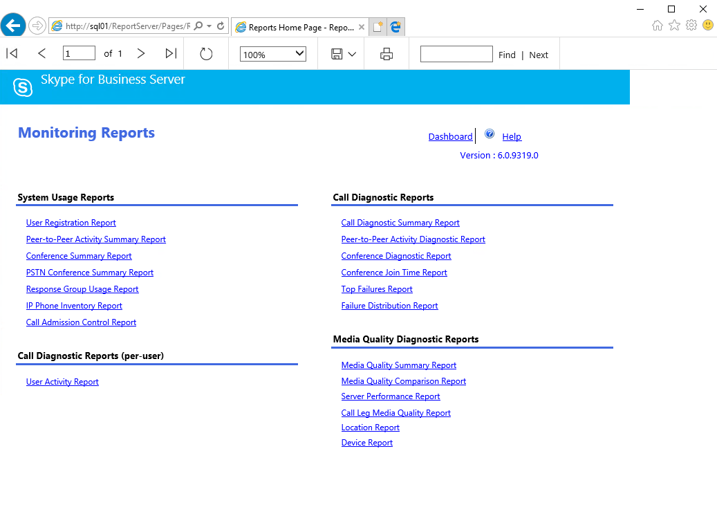 sfb monitoring reports